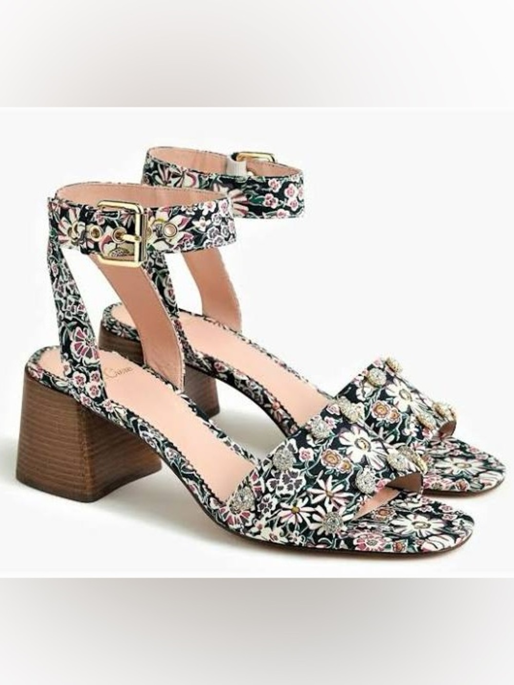 J. Crew Liberty Wide-Strap Penny Floral Block Heel Sandals Size 8